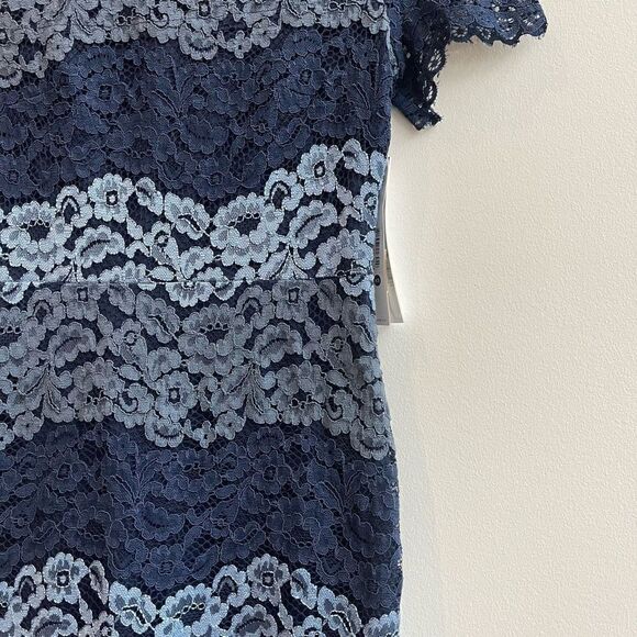 Aqua Womens Bodycon Dress Floral Lace Short Sleeve Blue Size Extra Small NWT - Picture 2 of 8